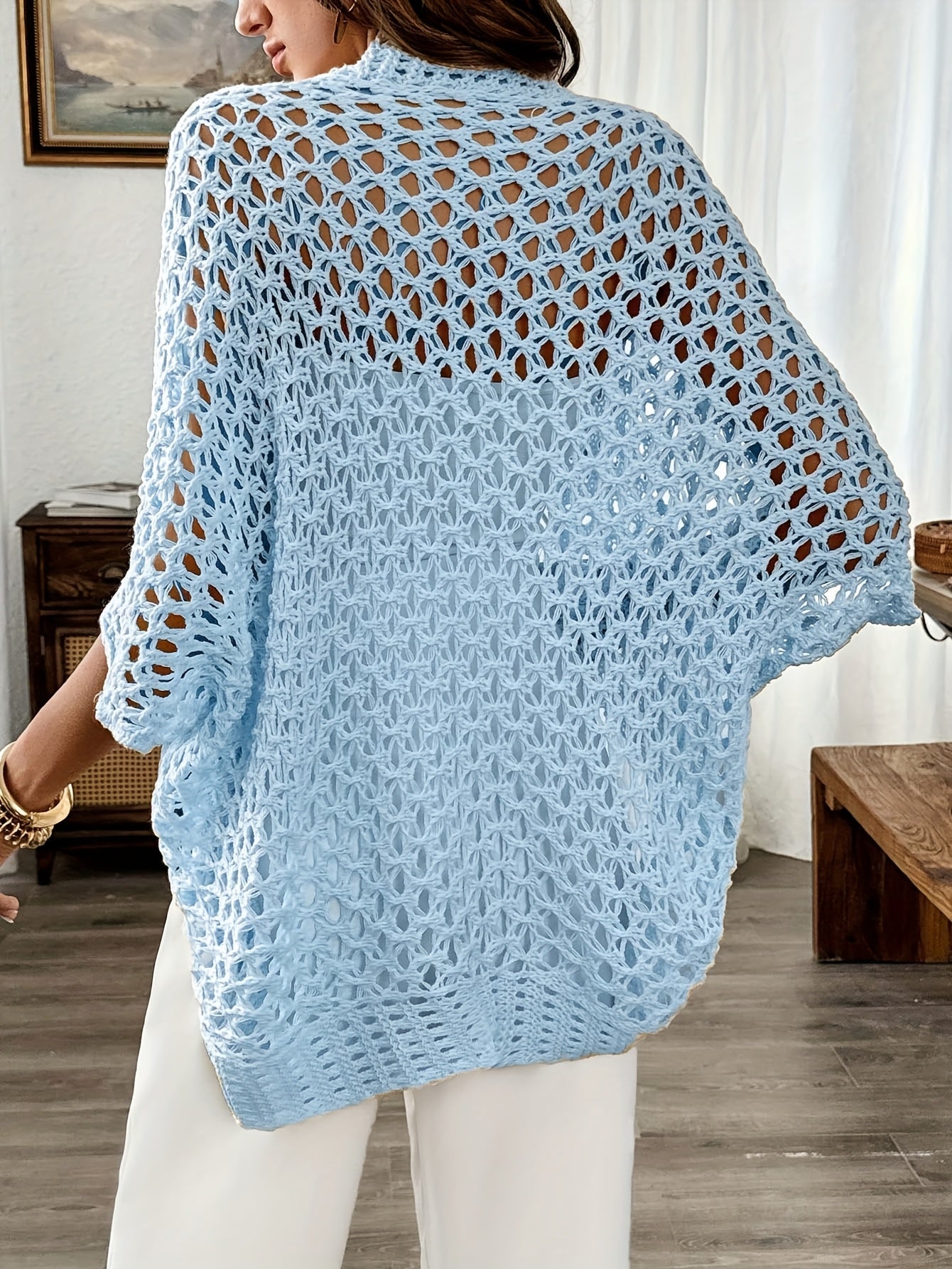Etleva | Elegant Openwork Cardigan with Batwing Sleeves