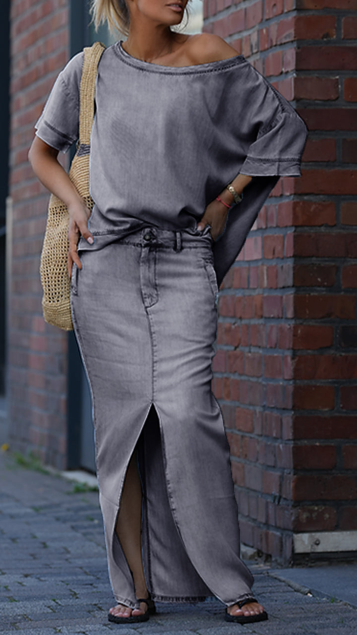 Camille | Off-Shoulder Top & A-Line Skirt Set