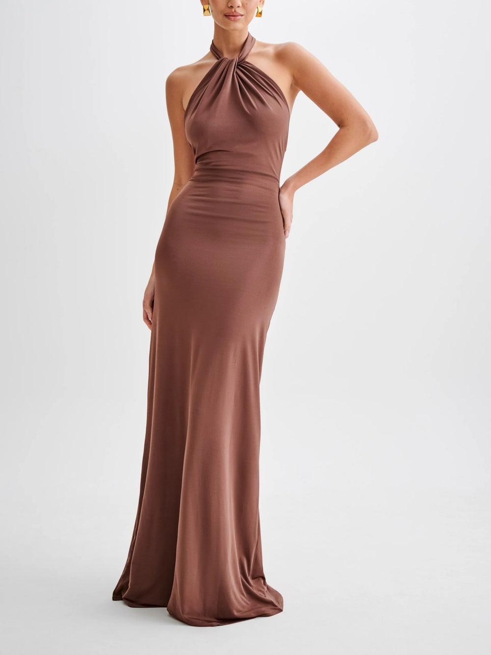 Naiya – Slinky Halter Maxi Dress