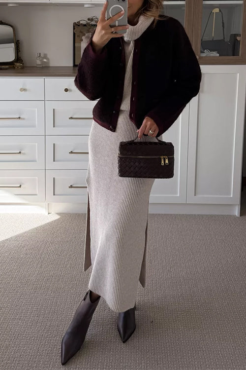 Cylena – Cowl Neck Midi Sweater Dress