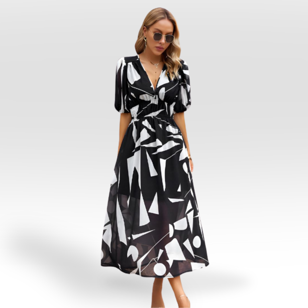 ELIZABETH | RELAXED MIDI DRESS WITH V-NECK