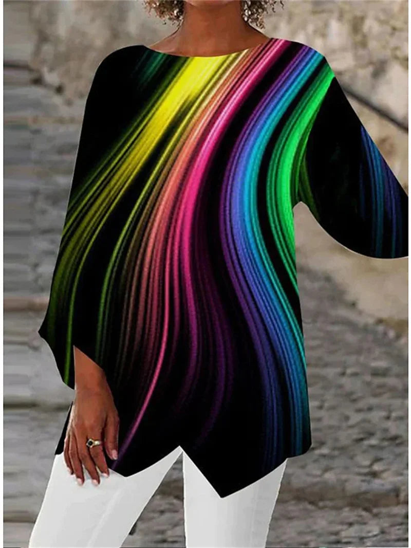 Aiyana | Round Neck And Long Sleeve Printed Shirt