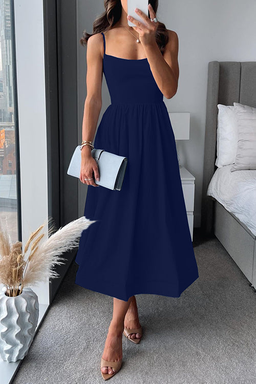 Calina – Flared Square Neck Midi Dress