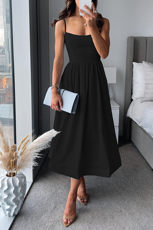 Calina – Flared Square Neck Midi Dress
