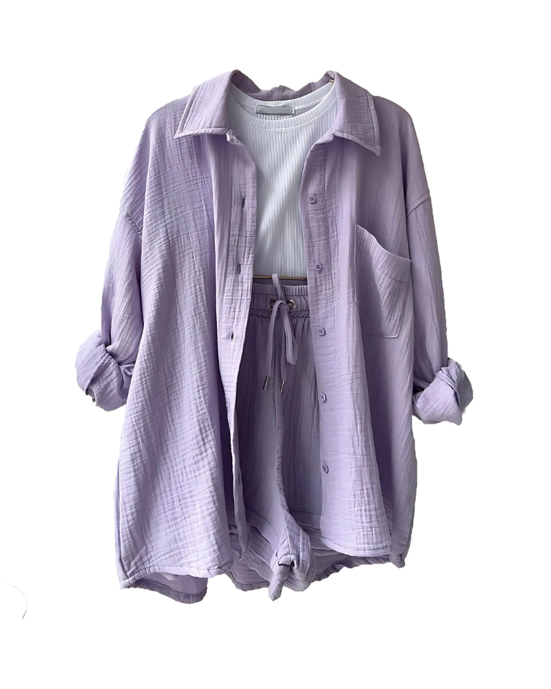 Lunara – Cotton Two-Piece Button-Up Set