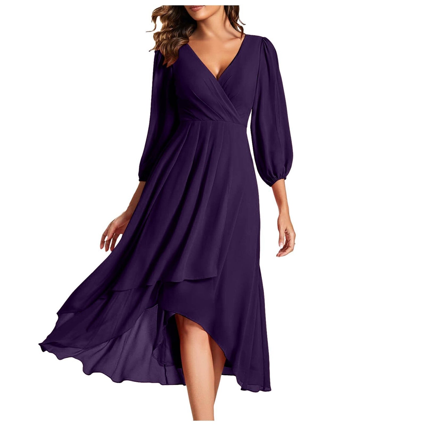 Juliette Monroe | V-Neck Dress with Asymmetric Hem