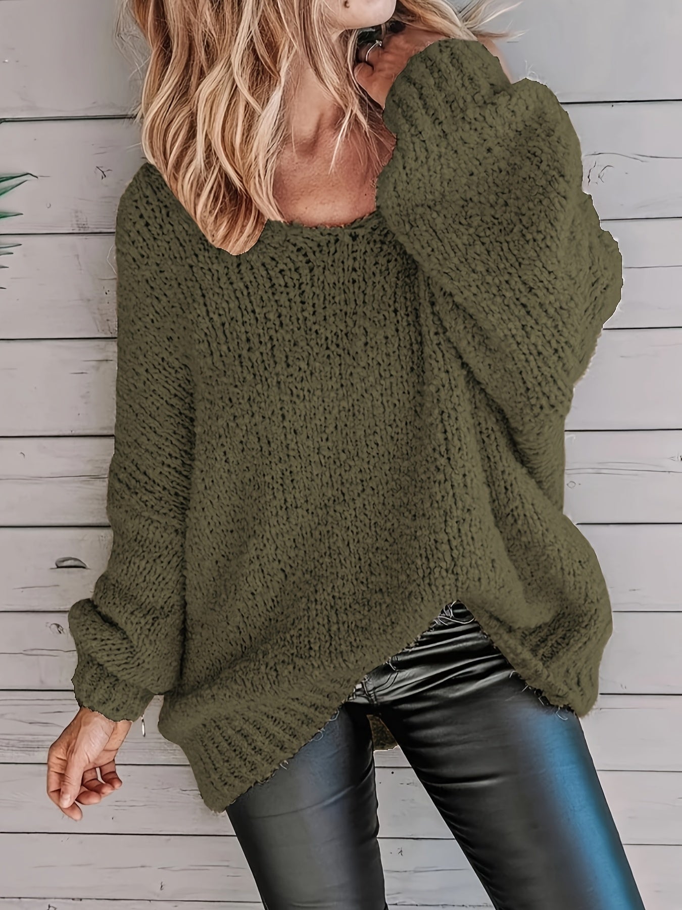 Anvera – Round Neck Long Sleeve Sweater