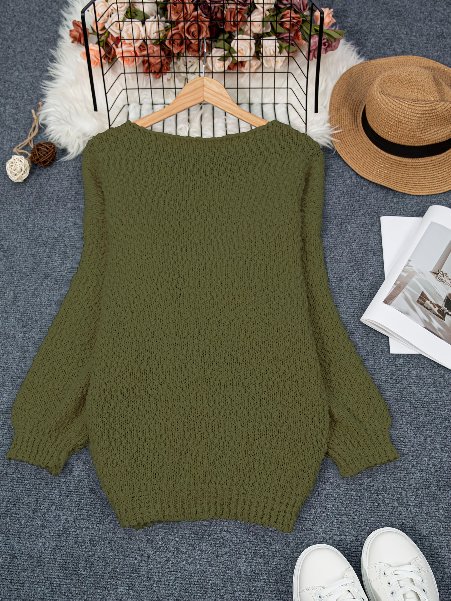 Anvera – Round Neck Long Sleeve Sweater
