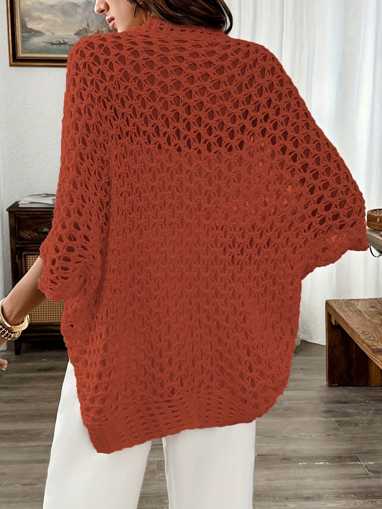 Etleva | Elegant Openwork Cardigan with Batwing Sleeves