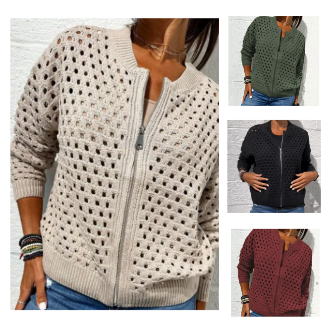 Nerina – Casual Knitted Jacket with Zipper