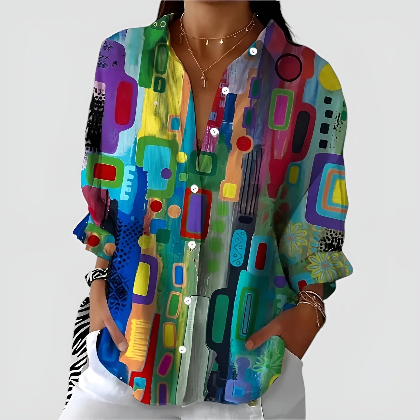 Lorena – Geometric Print Blouse