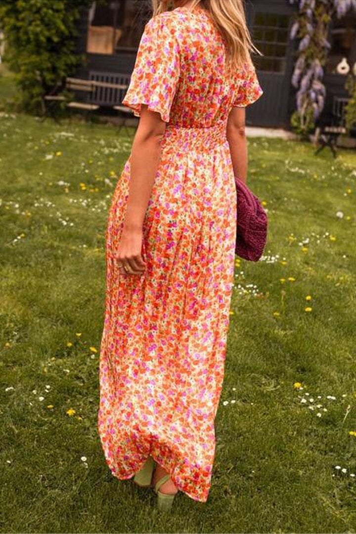 SOPHINA | ELEGANT FLORAL MAXI DRESS WITH V-NECKLINE