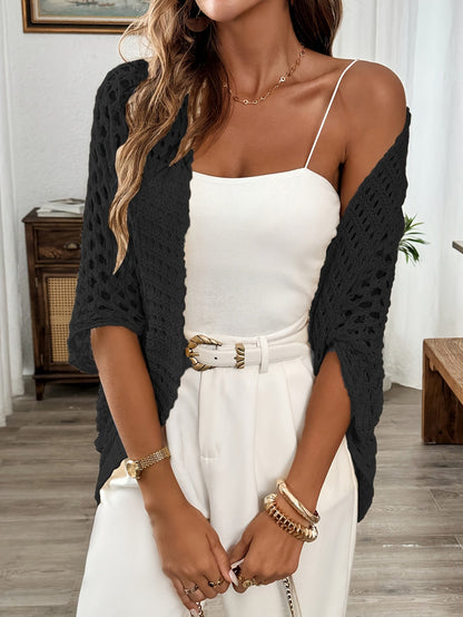 Etleva | Elegant Openwork Cardigan with Batwing Sleeves
