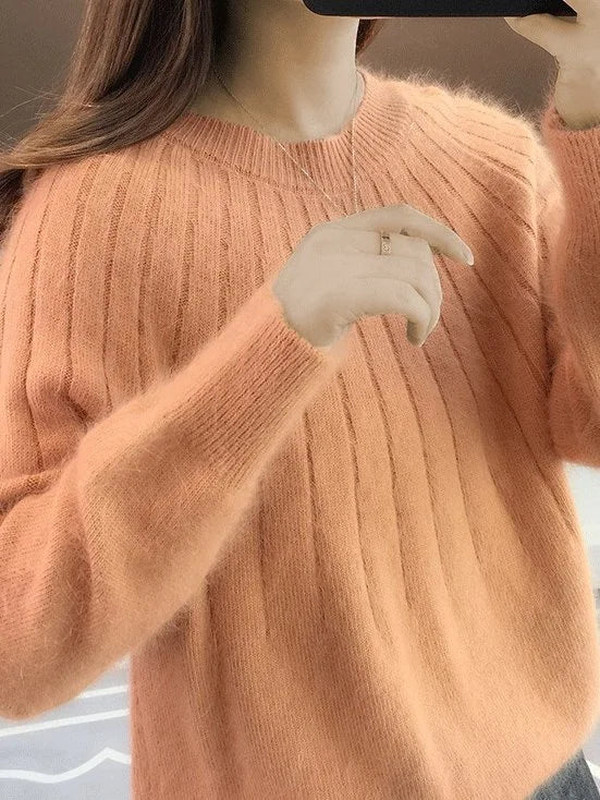 Alice- Round Neck Fluffy Sweater