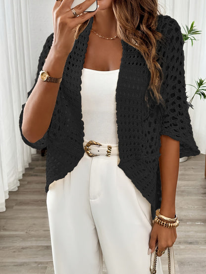 Etleva | Elegant Openwork Cardigan with Batwing Sleeves