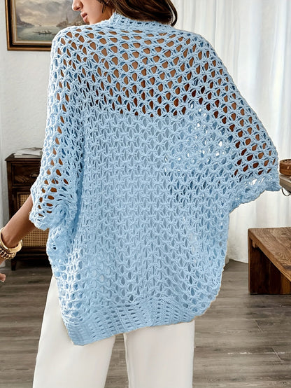 Etleva | Elegant Openwork Cardigan with Batwing Sleeves