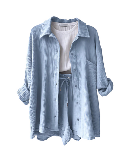 Lunara – Cotton Two-Piece Button-Up Set