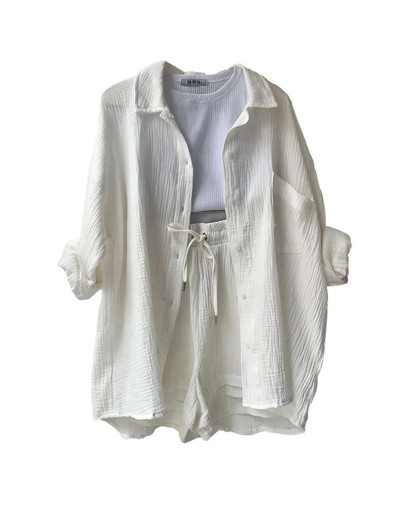 Lunara – Cotton Two-Piece Button-Up Set