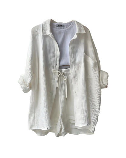 Lunara – Cotton Two-Piece Button-Up Set