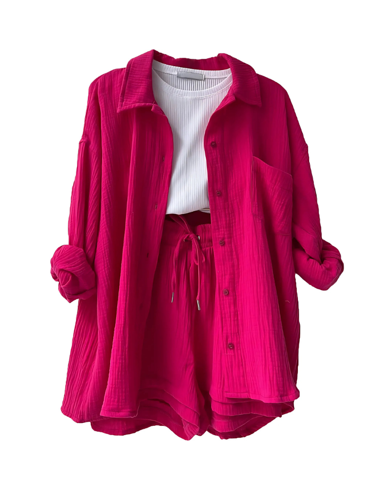 Lunara – Cotton Two-Piece Button-Up Set