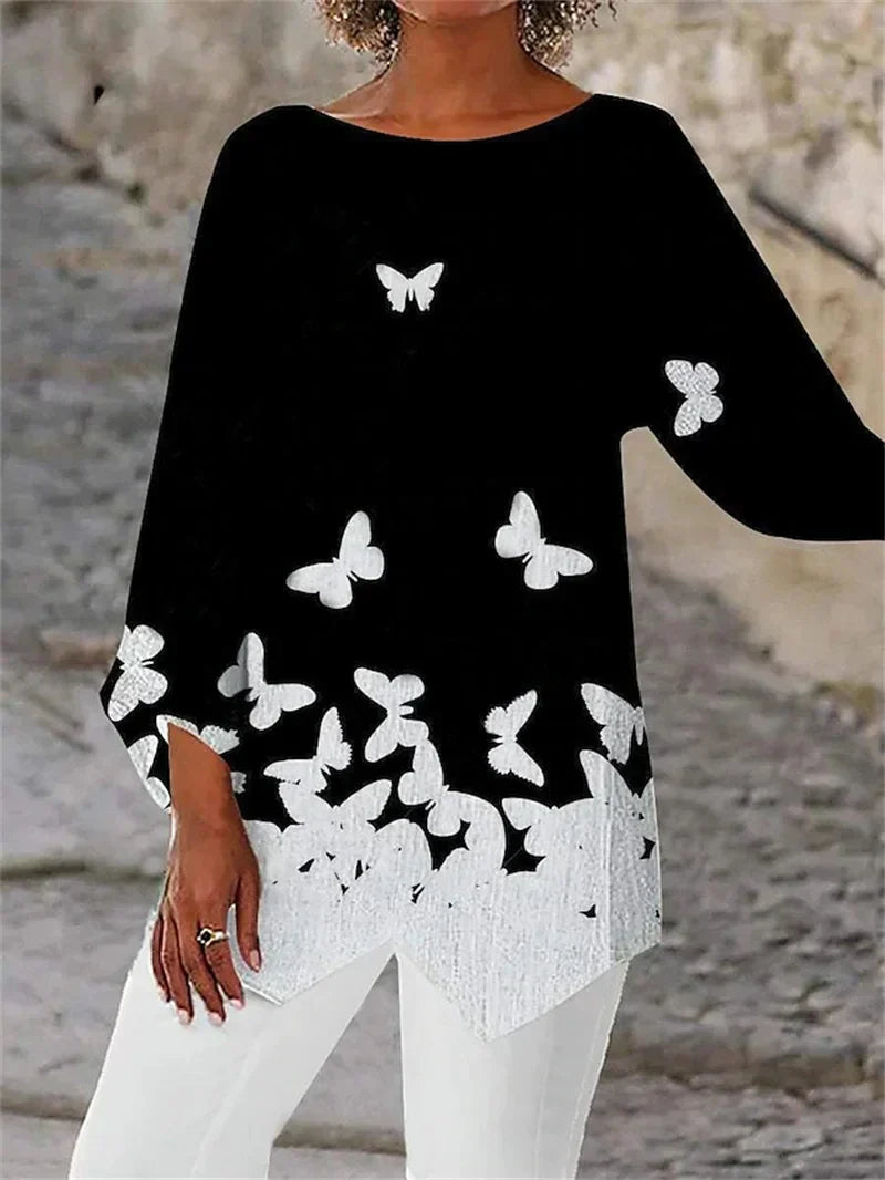 Aiyana | Round Neck And Long Sleeve Printed Shirt