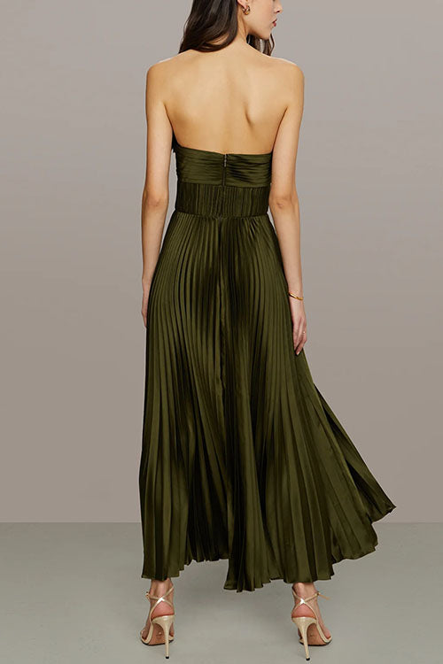 Elarine – Strapless Pleated Maxi Dress