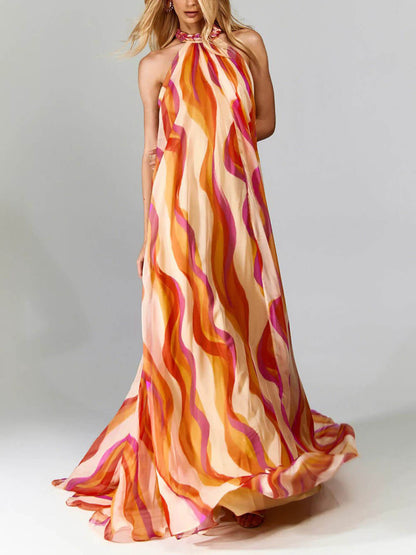 Aureva – Backless Halter Neck Maxi Dress