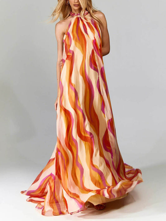 Aureva – Backless Halter Neck Maxi Dress