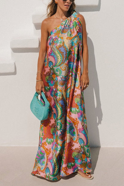 Azmira – One-Shoulder Tie Knot Maxi Dress