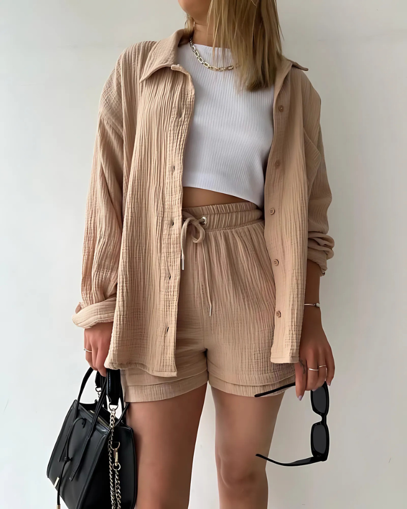 Lunara – Cotton Two-Piece Button-Up Set