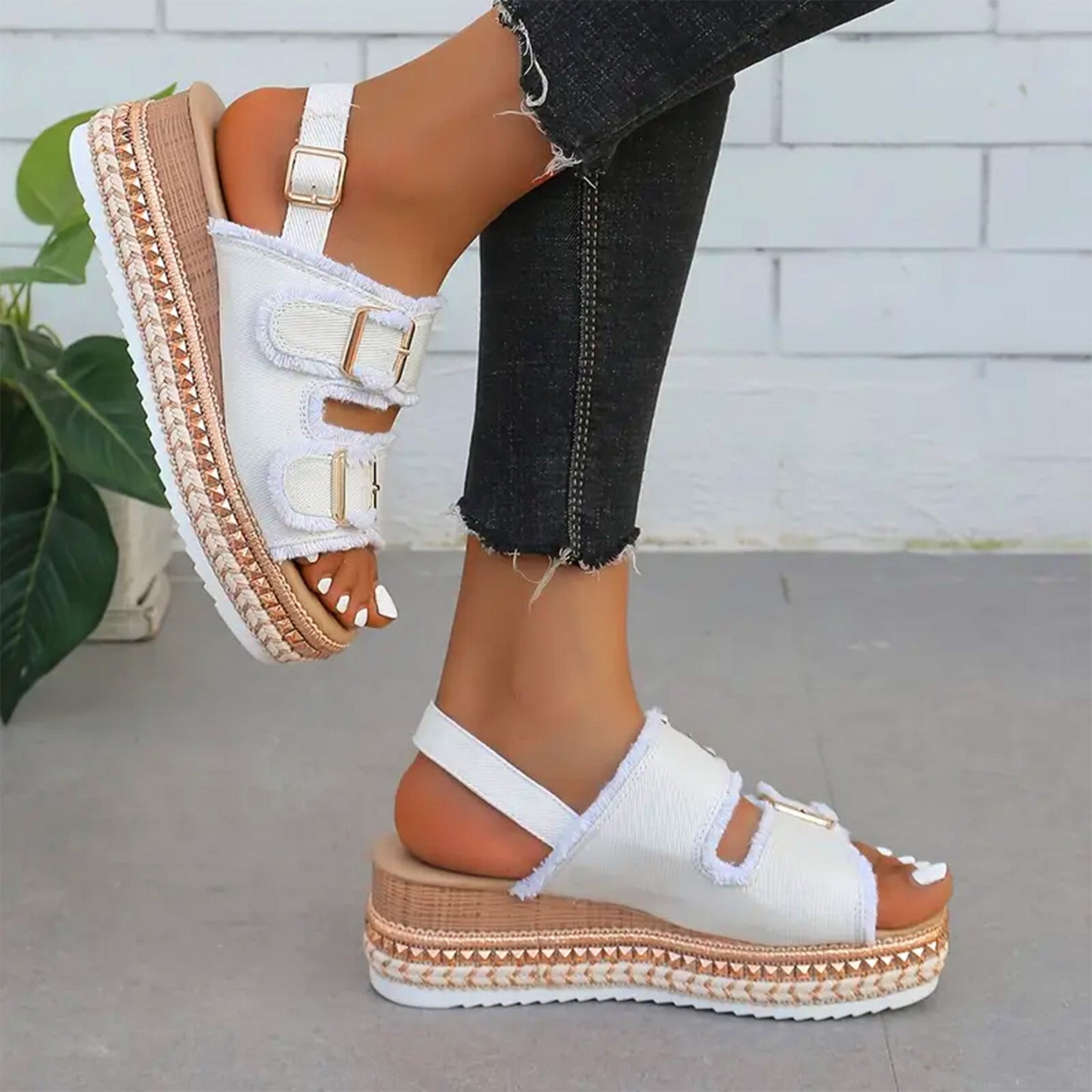 Alia™ | Casual Denim Wedges