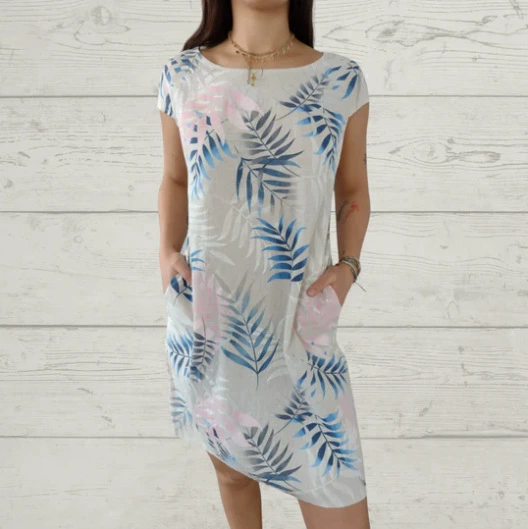 Sierra – Cotton-Linen Botanical Print Dress