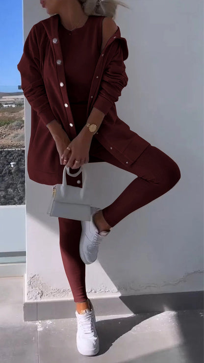 Elarin – 3-Piece Hooded Cardigan Sweatshirt Set