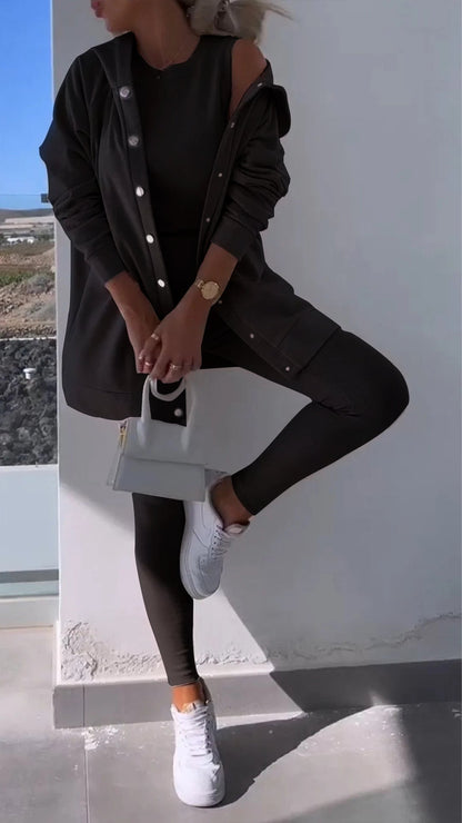 Elarin – 3-Piece Hooded Cardigan Sweatshirt Set