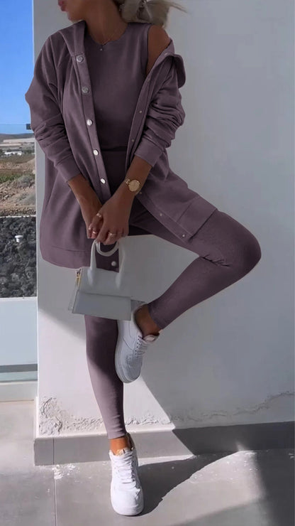 Elarin – 3-Piece Hooded Cardigan Sweatshirt Set