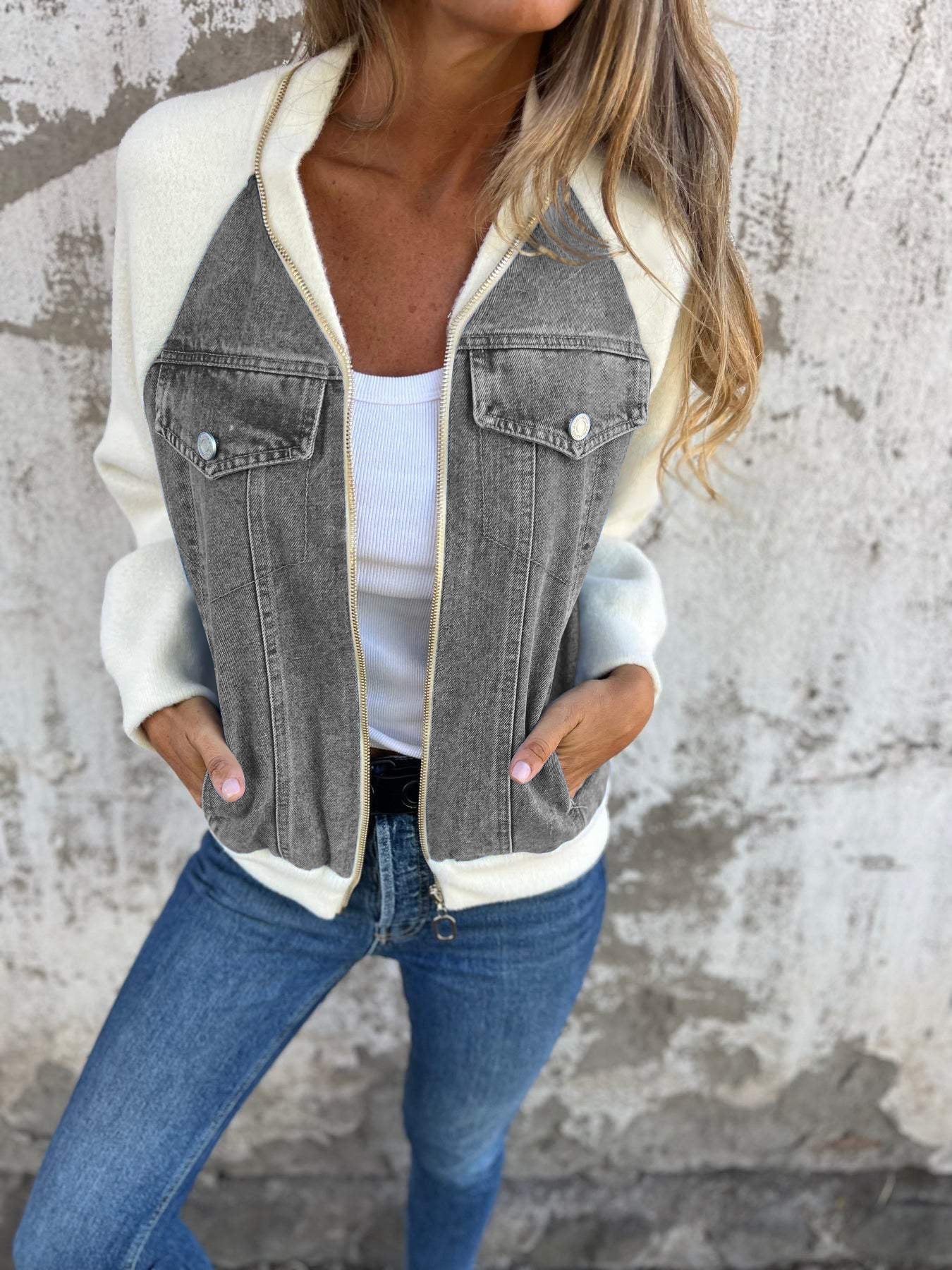 Alice Casual V-neck Zipper Jacket
