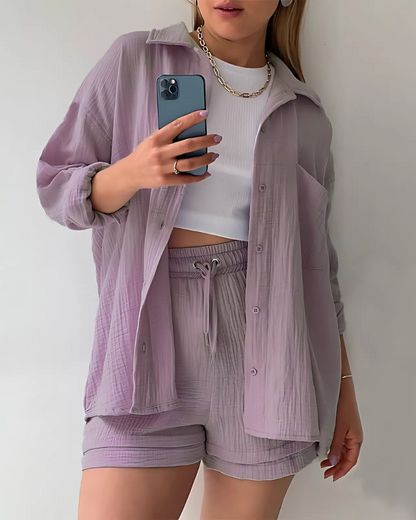 Lunara – Cotton Two-Piece Button-Up Set