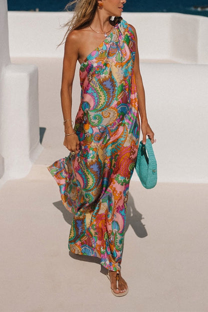 Azmira – One-Shoulder Tie Knot Maxi Dress