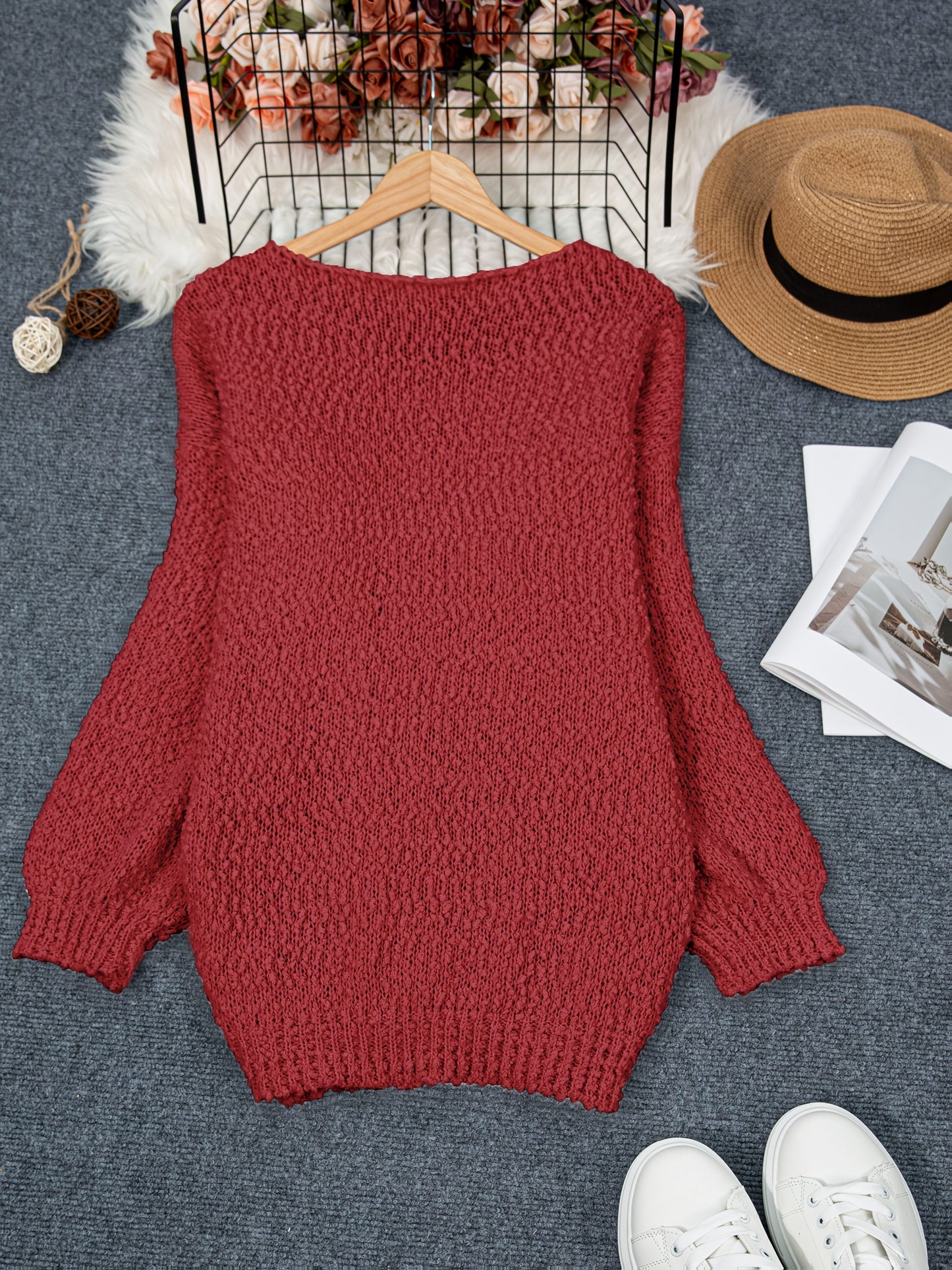 Anvera – Round Neck Long Sleeve Sweater