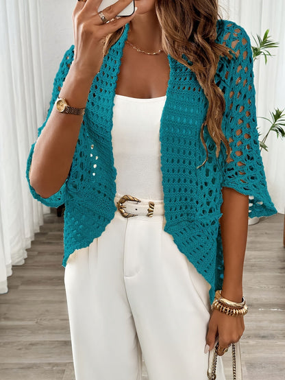 Etleva | Elegant Openwork Cardigan with Batwing Sleeves