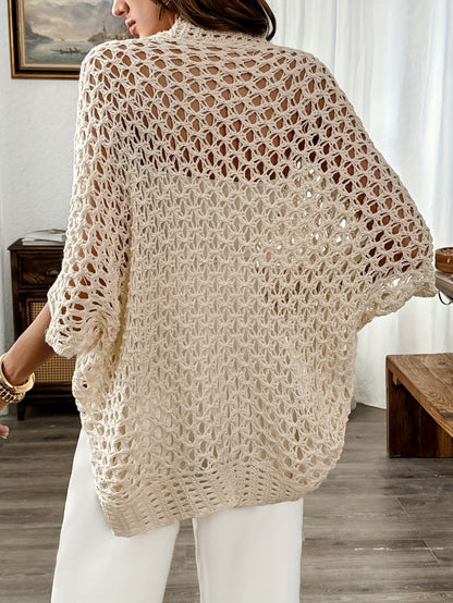 Etleva | Elegant Openwork Cardigan with Batwing Sleeves