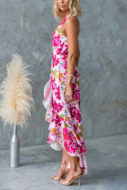 Lunaria – Halter Floral Ruffle Maxi Dress