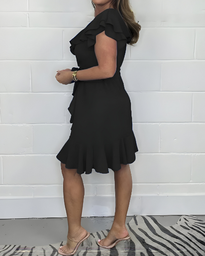 Tansy – V-Neck High Waist Ruffle Dress