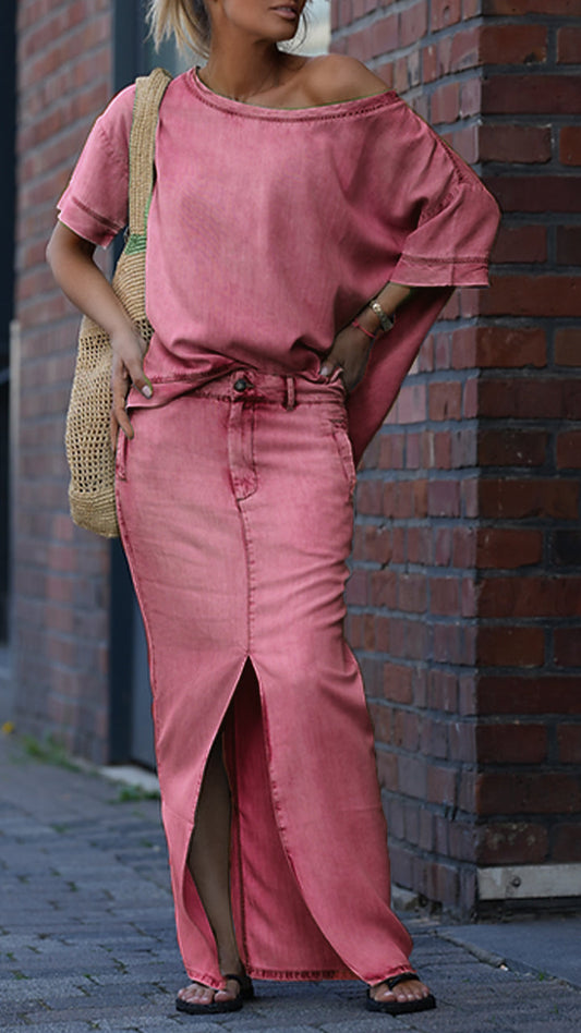Camille | Off-Shoulder Top &amp; A-Line Skirt Set