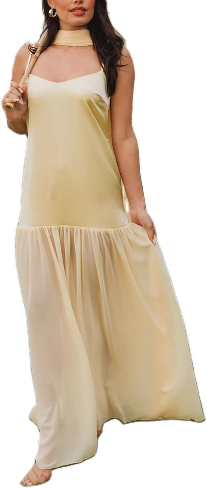 Avelise – Strapless Pleated Satin Maxi Dress