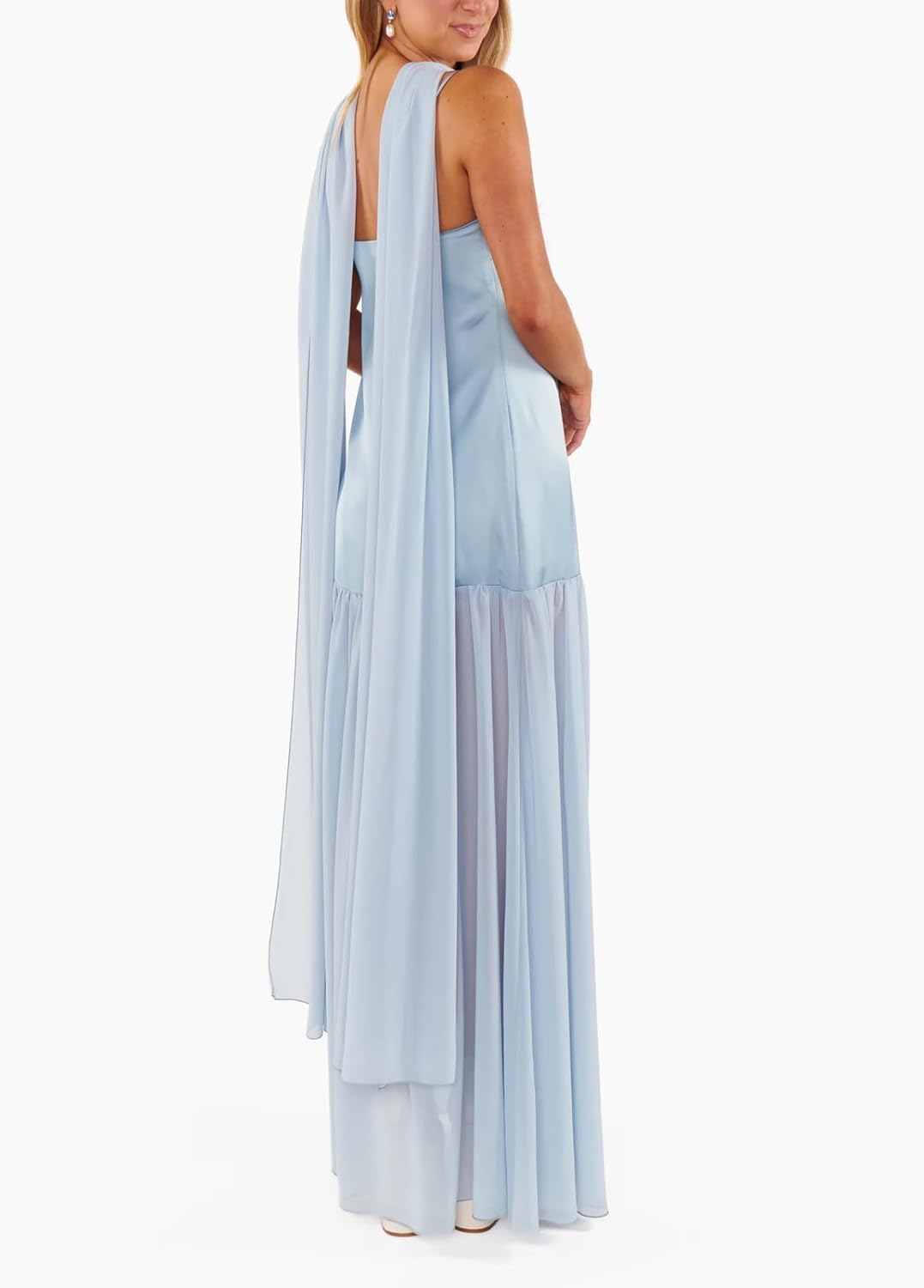 Avelise – Strapless Pleated Satin Maxi Dress
