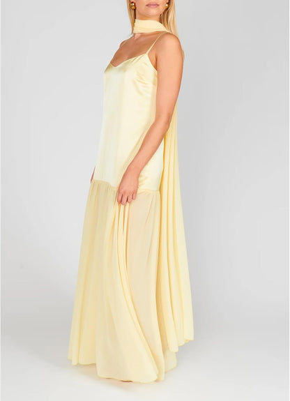 Avelise – Strapless Pleated Satin Maxi Dress