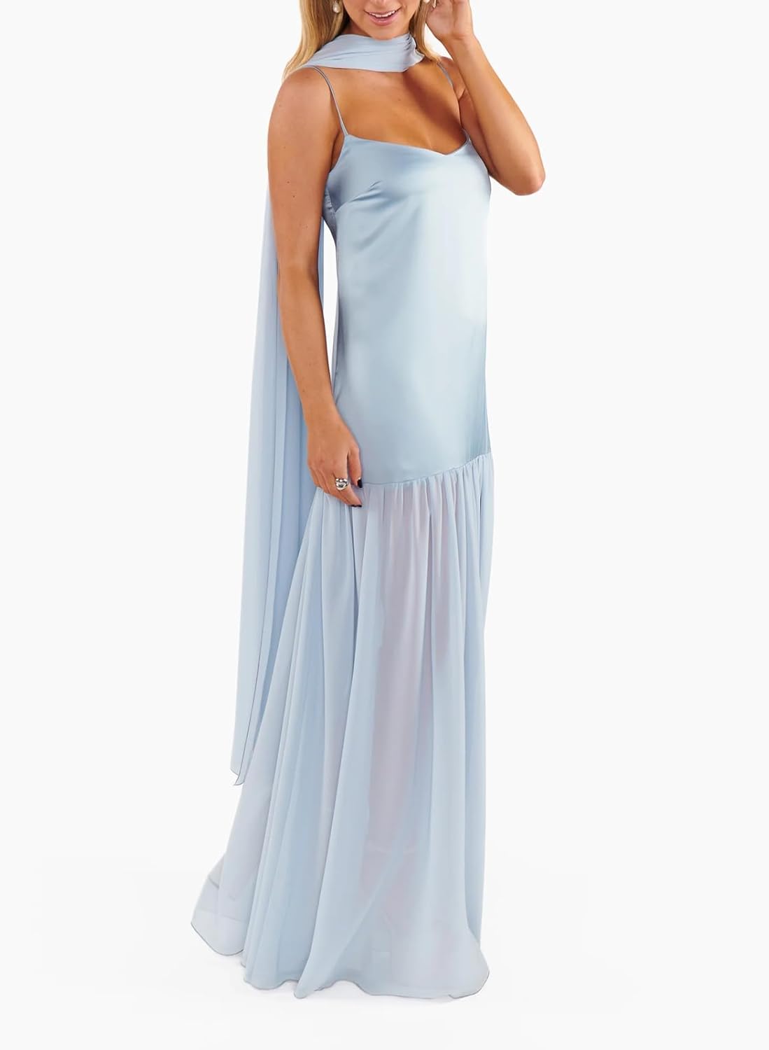 Avelise – Strapless Pleated Satin Maxi Dress