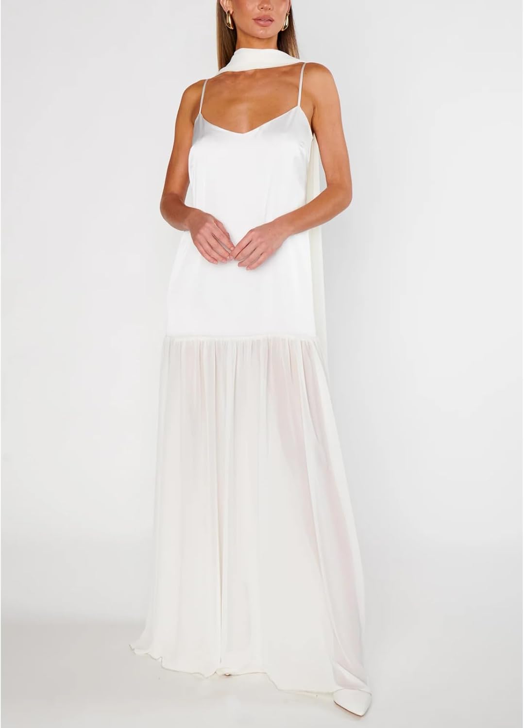 Avelise – Strapless Pleated Satin Maxi Dress