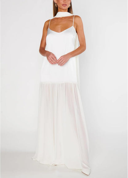 Avelise – Strapless Pleated Satin Maxi Dress